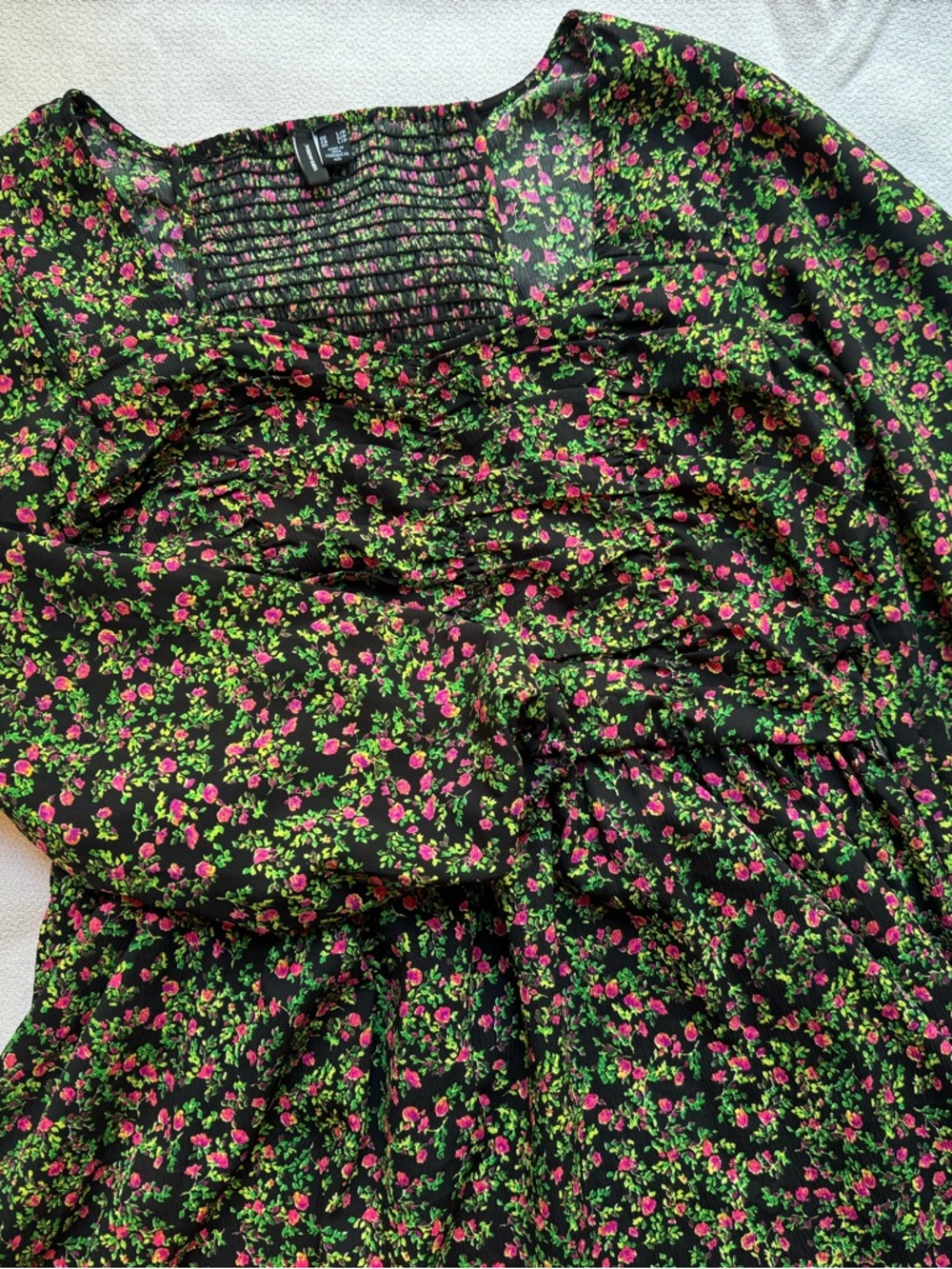 Vero Moda Black Dress with Pink & Green Floral Print